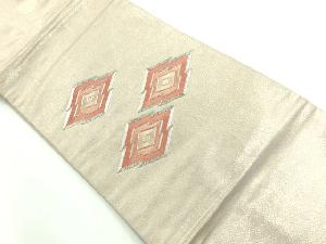 リサイクル　銀駒刺繍松皮菱模様名古屋帯